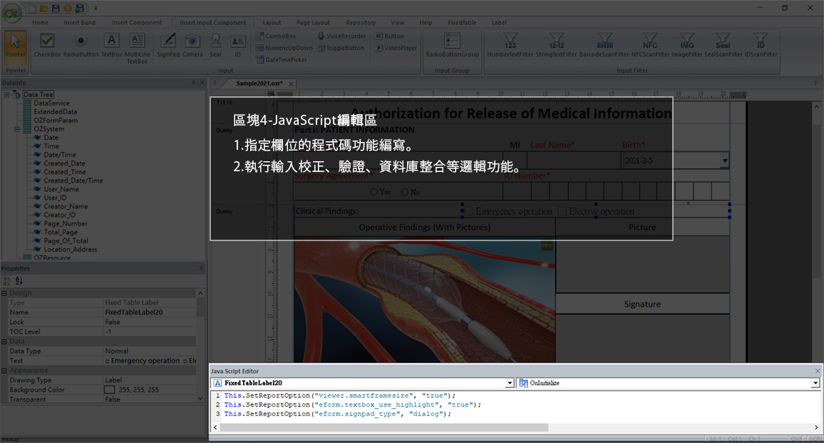 OZ eform designer JS編輯區